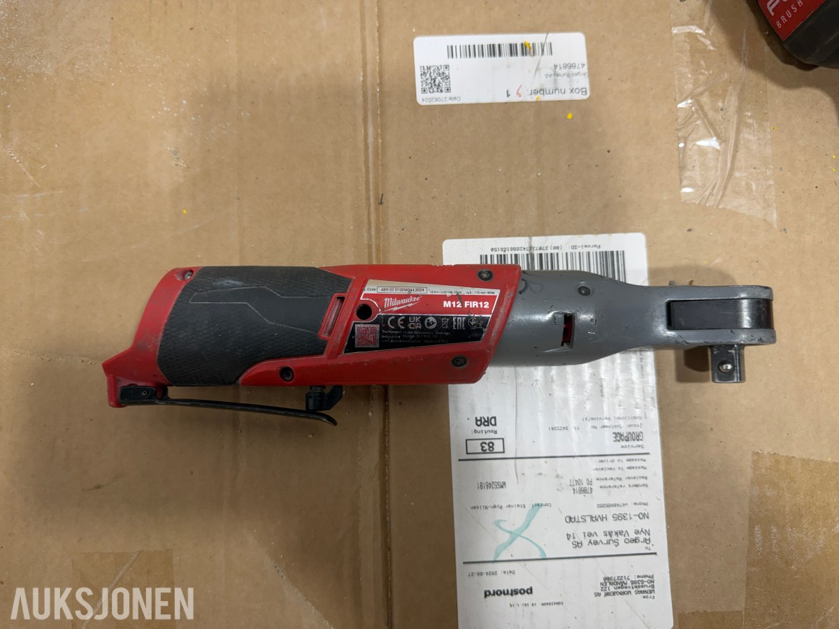 Milwaukee M18/M12 elektroverktøy, pressverktøy, pressbakker, batterier og ladere