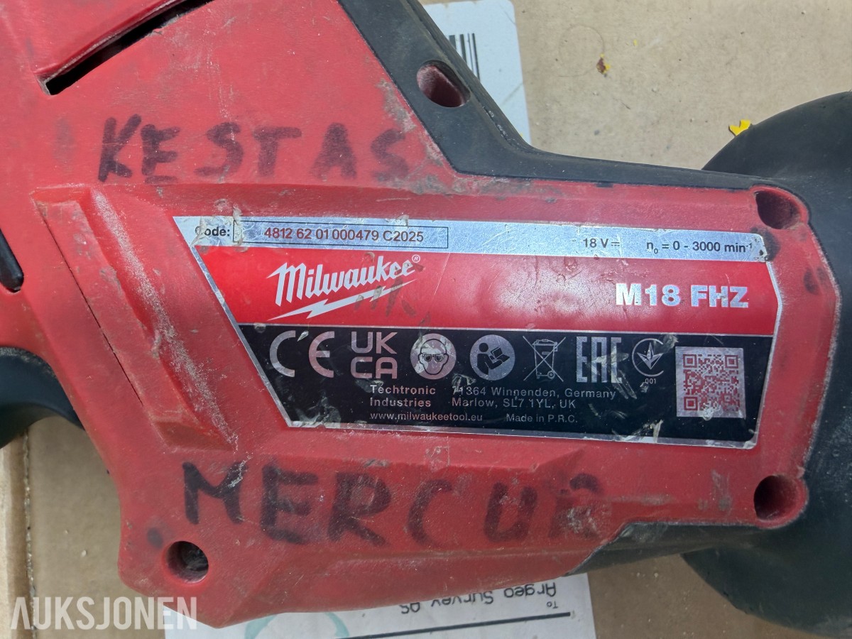Milwaukee M18/M12 elektroverktøy, pressverktøy, pressbakker, batterier og ladere