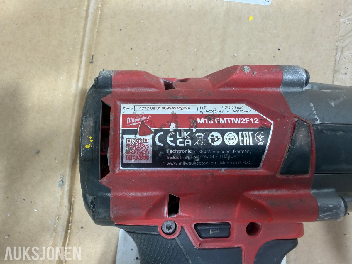 Milwaukee M18/M12 elektroverktøy, pressverktøy, pressbakker, batterier og ladere