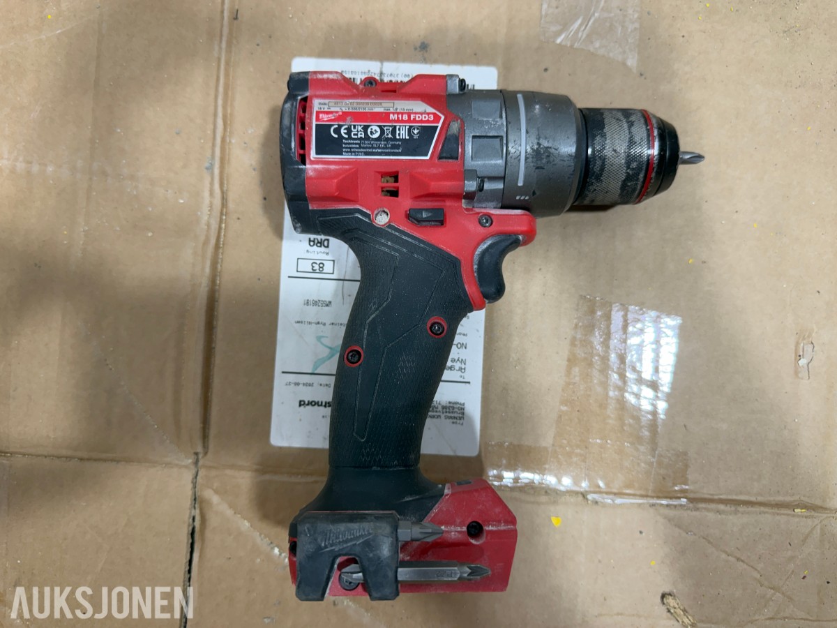 Milwaukee M18/M12 elektroverktøy, pressverktøy, pressbakker, batterier og ladere