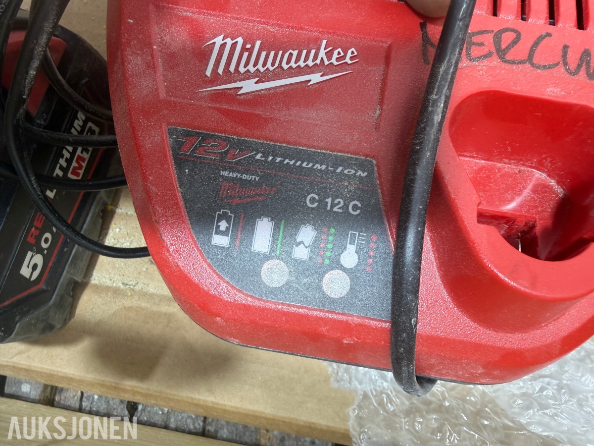 Milwaukee M18/M12 elektroverktøy, pressverktøy, pressbakker, batterier og ladere