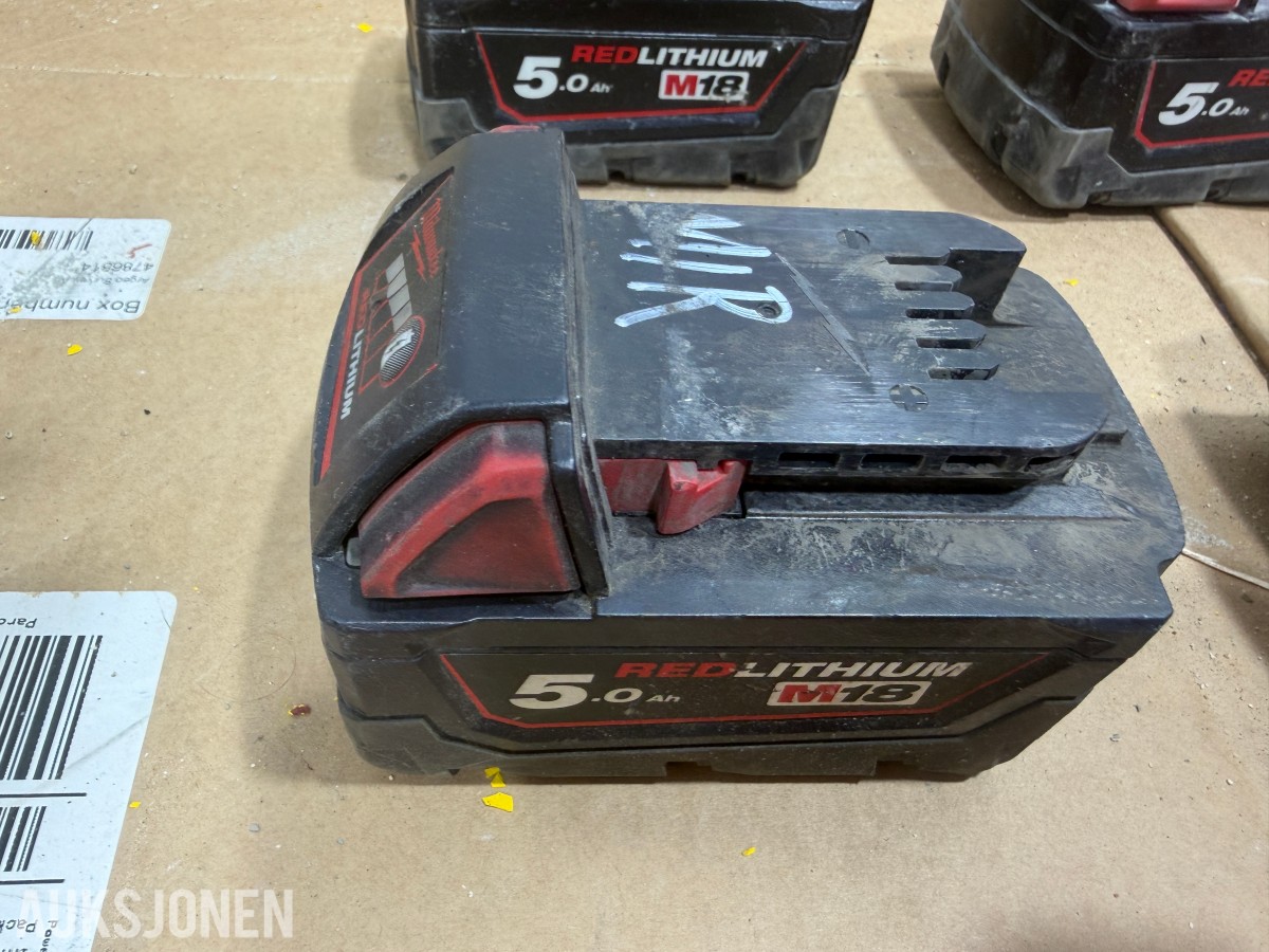 Milwaukee M18/M12 elektroverktøy, pressverktøy, pressbakker, batterier og ladere