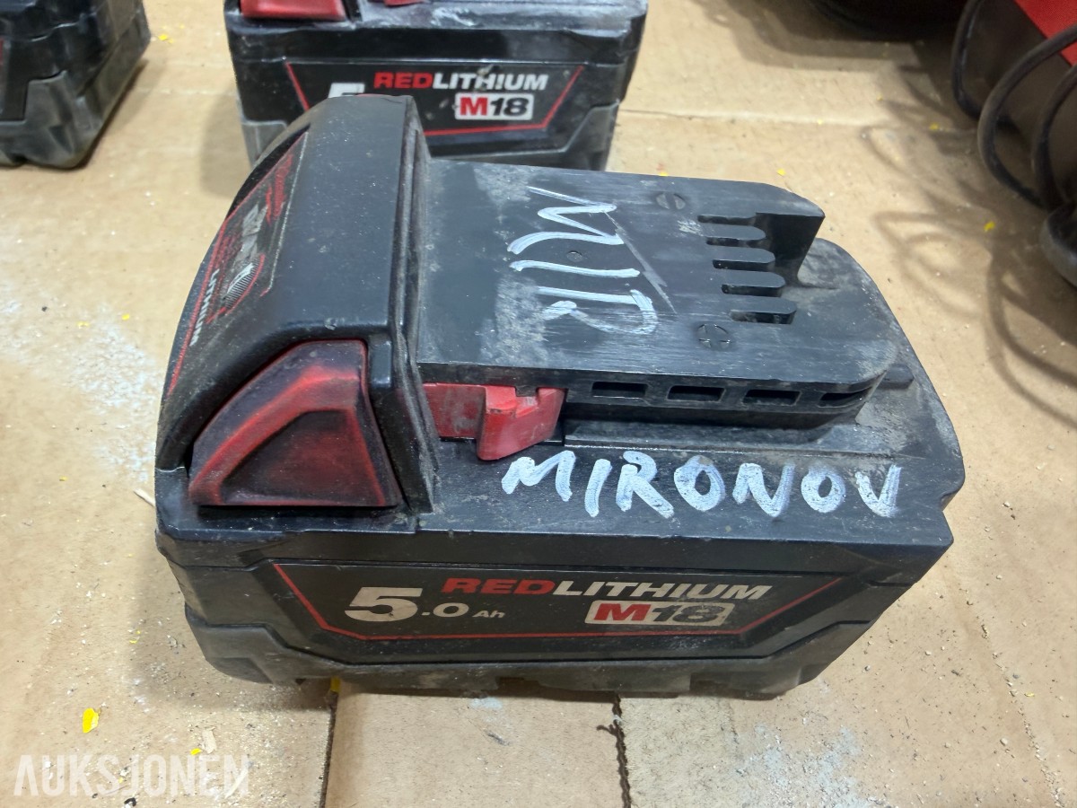 Milwaukee M18/M12 elektroverktøy, pressverktøy, pressbakker, batterier og ladere