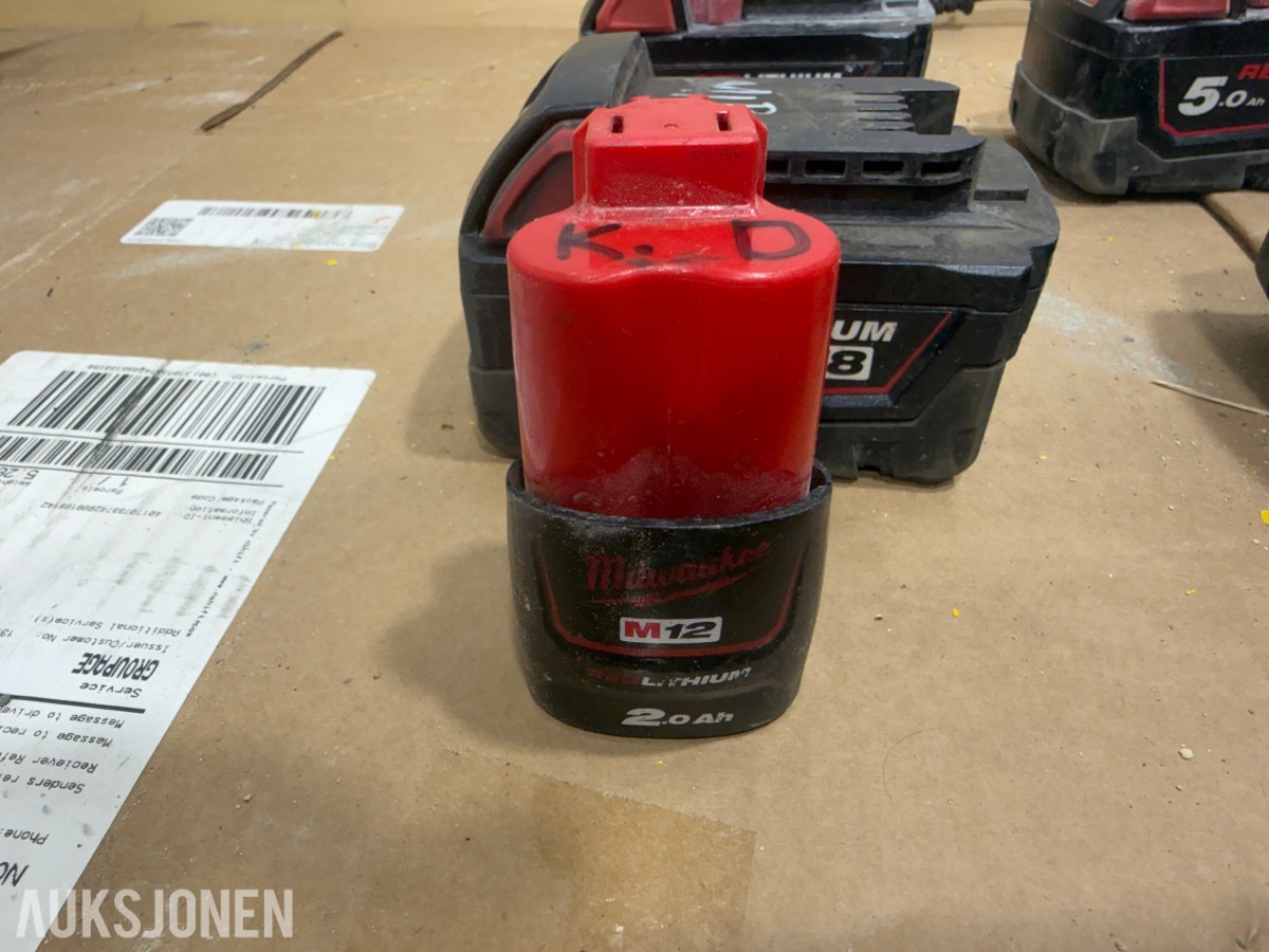 Milwaukee M18/M12 elektroverktøy, pressverktøy, pressbakker, batterier og ladere