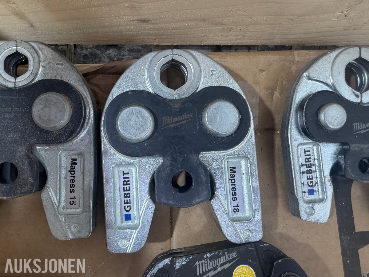 Milwaukee M18/M12 elektroverktøy, pressverktøy, pressbakker, batterier og ladere