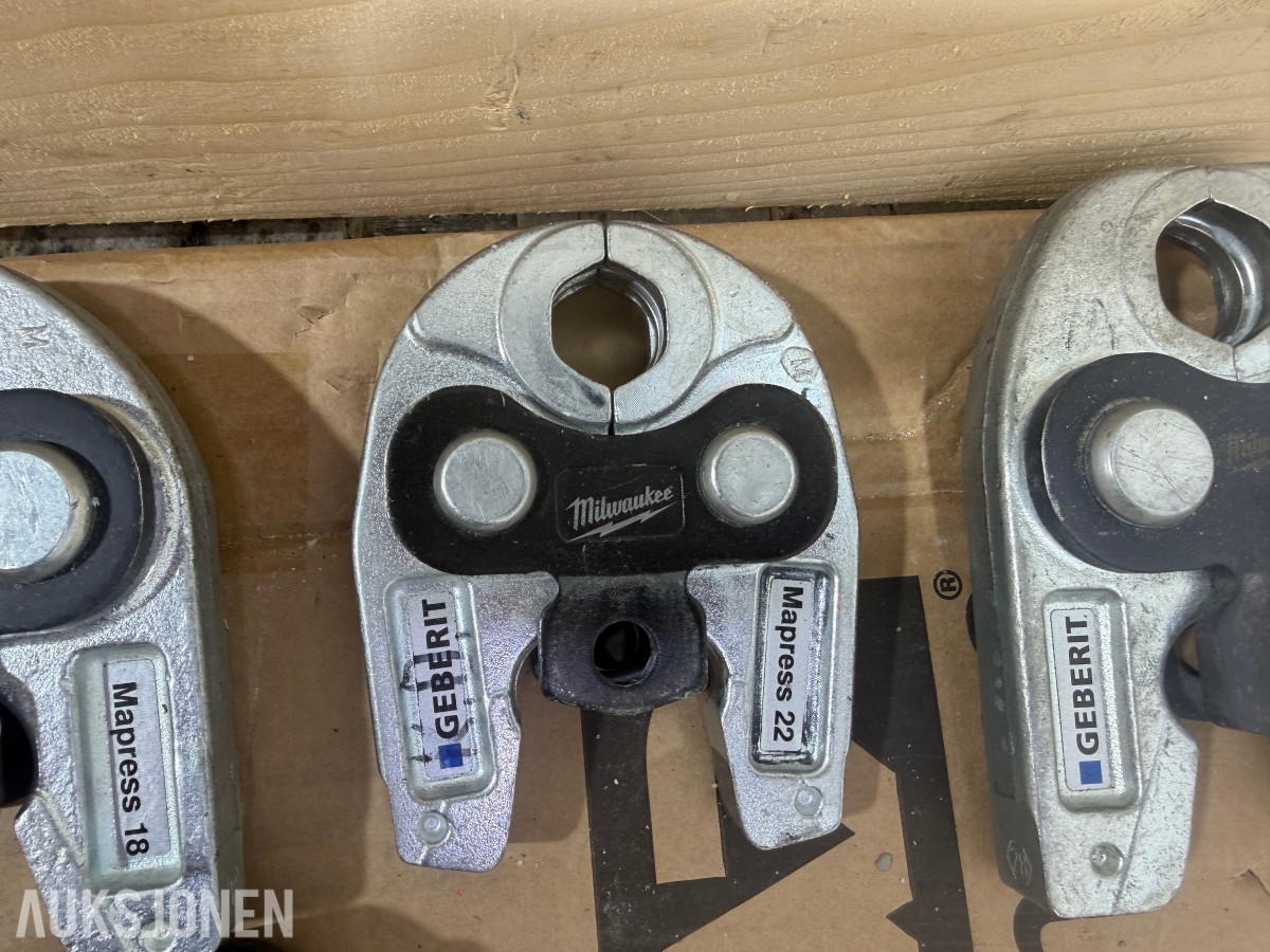 Milwaukee M18/M12 elektroverktøy, pressverktøy, pressbakker, batterier og ladere