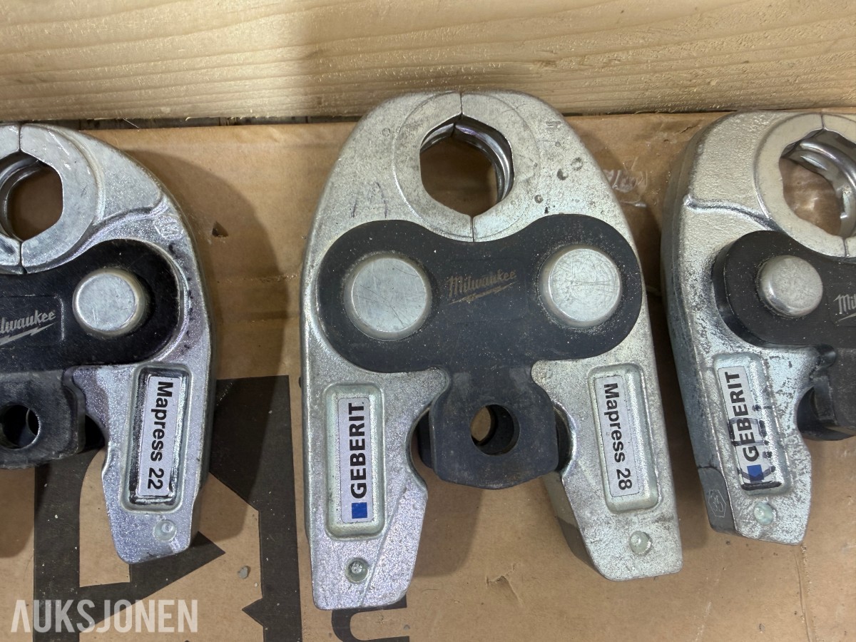 Milwaukee M18/M12 elektroverktøy, pressverktøy, pressbakker, batterier og ladere