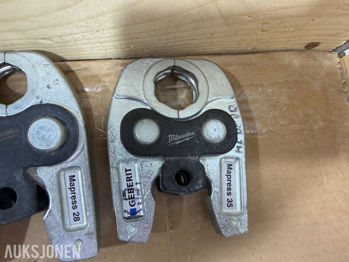 Milwaukee M18/M12 elektroverktøy, pressverktøy, pressbakker, batterier og ladere