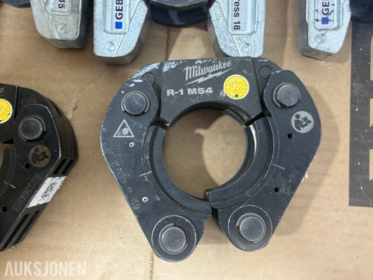 Milwaukee M18/M12 elektroverktøy, pressverktøy, pressbakker, batterier og ladere