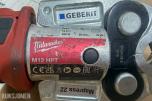 Milwaukee M18/M12 elektroverktøy, pressverktøy, pressbakker, batterier og ladere