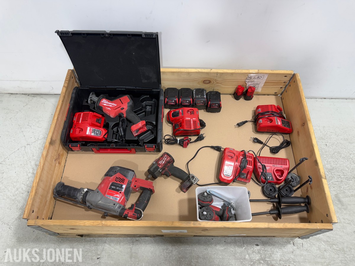 Milwaukee M18/M12 Muttertrekker/meiselhammer/bajonettsag/, batterier og ladere