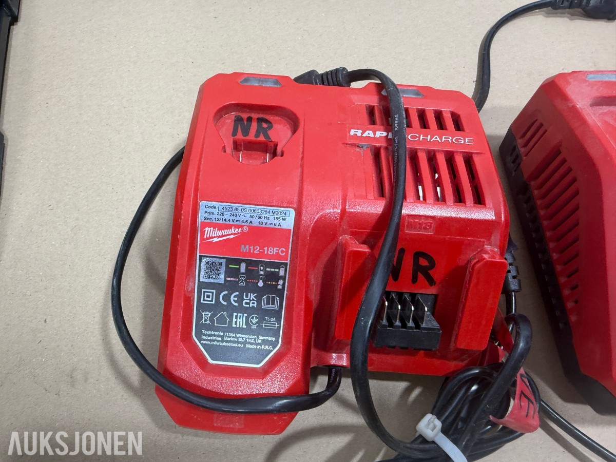 Milwaukee M18/M12 Muttertrekker/meiselhammer/bajonettsag/, batterier og ladere