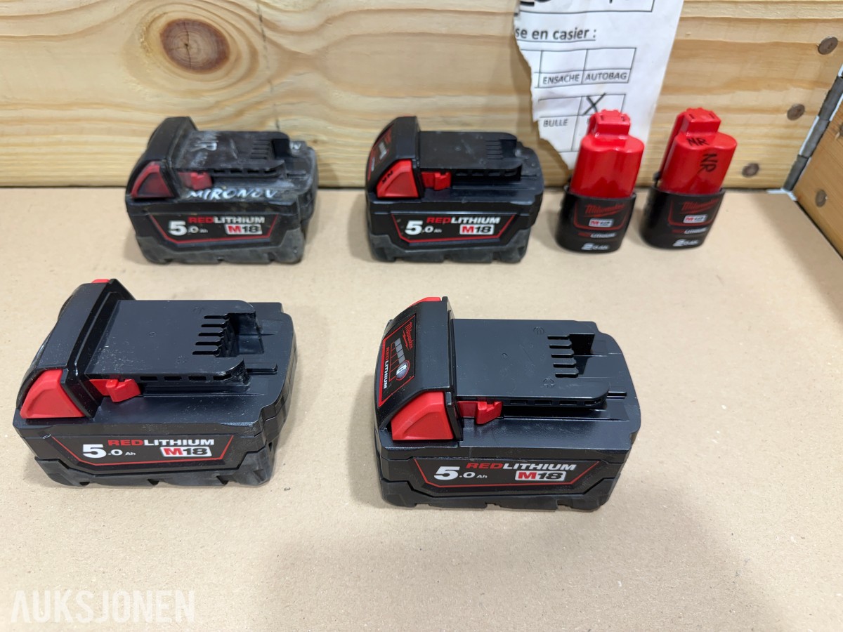 Milwaukee M18/M12 Muttertrekker/meiselhammer/bajonettsag/, batterier og ladere