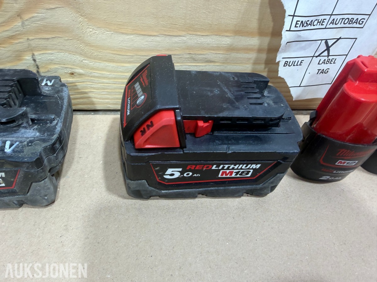 Milwaukee M18/M12 Muttertrekker/meiselhammer/bajonettsag/, batterier og ladere