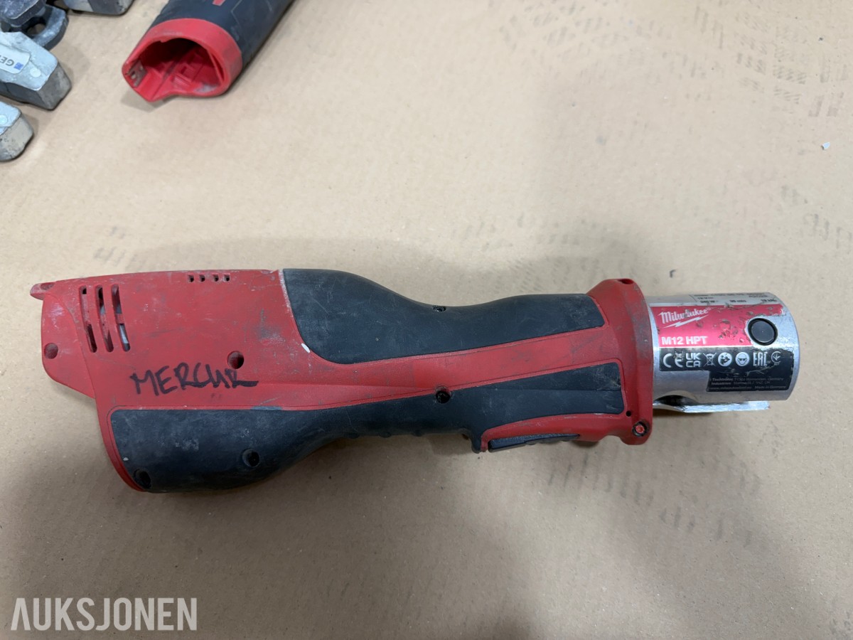 Milwaukee M12/M18 verktøy, batterier, ladere og Geberit Mapress pressbakker