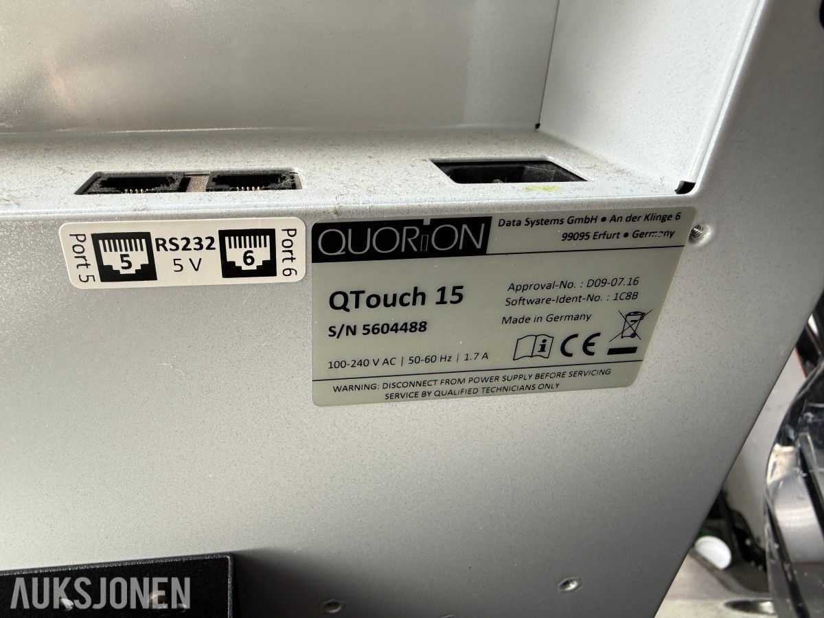Quorion QTouch 15 kassasystem med kasseskuff og kvitteringsskriver