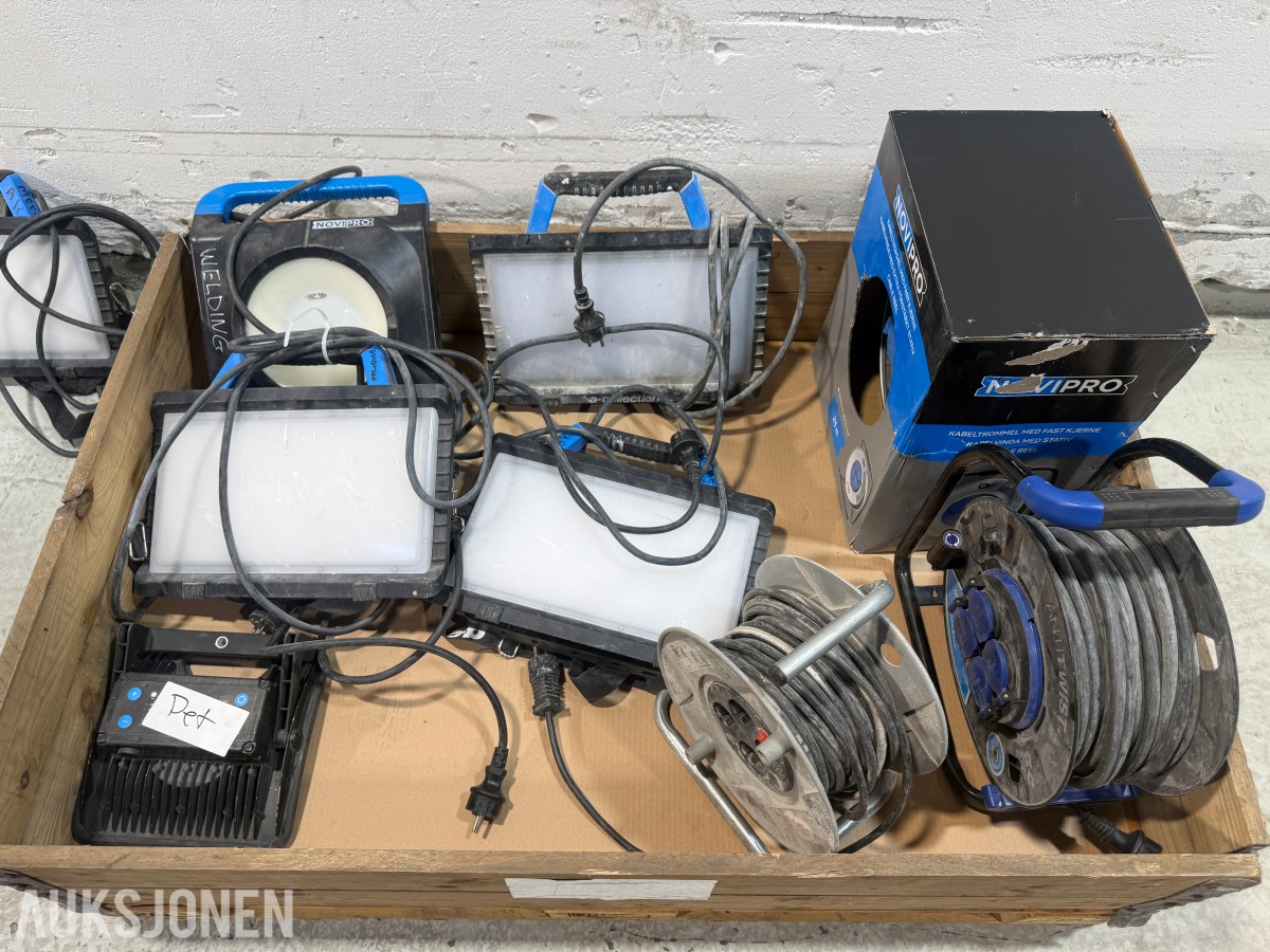Arbeidslamper og kabeltromler – Novipro, A-Collection, Biltema m.fl.