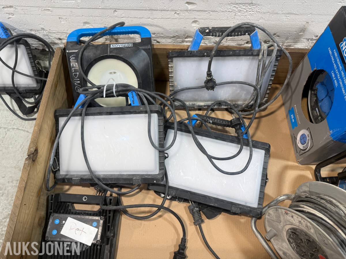 Arbeidslamper og kabeltromler – Novipro, A-Collection, Biltema m.fl.