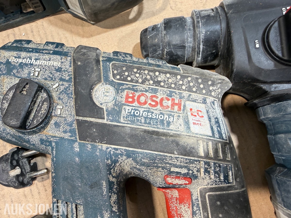 Større parti Bosch Professional 18V elektroverktøy, batterier og ladere