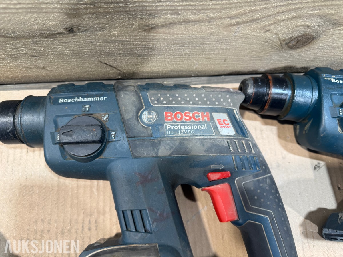 Større parti Bosch Professional 18V elektroverktøy, batterier og ladere