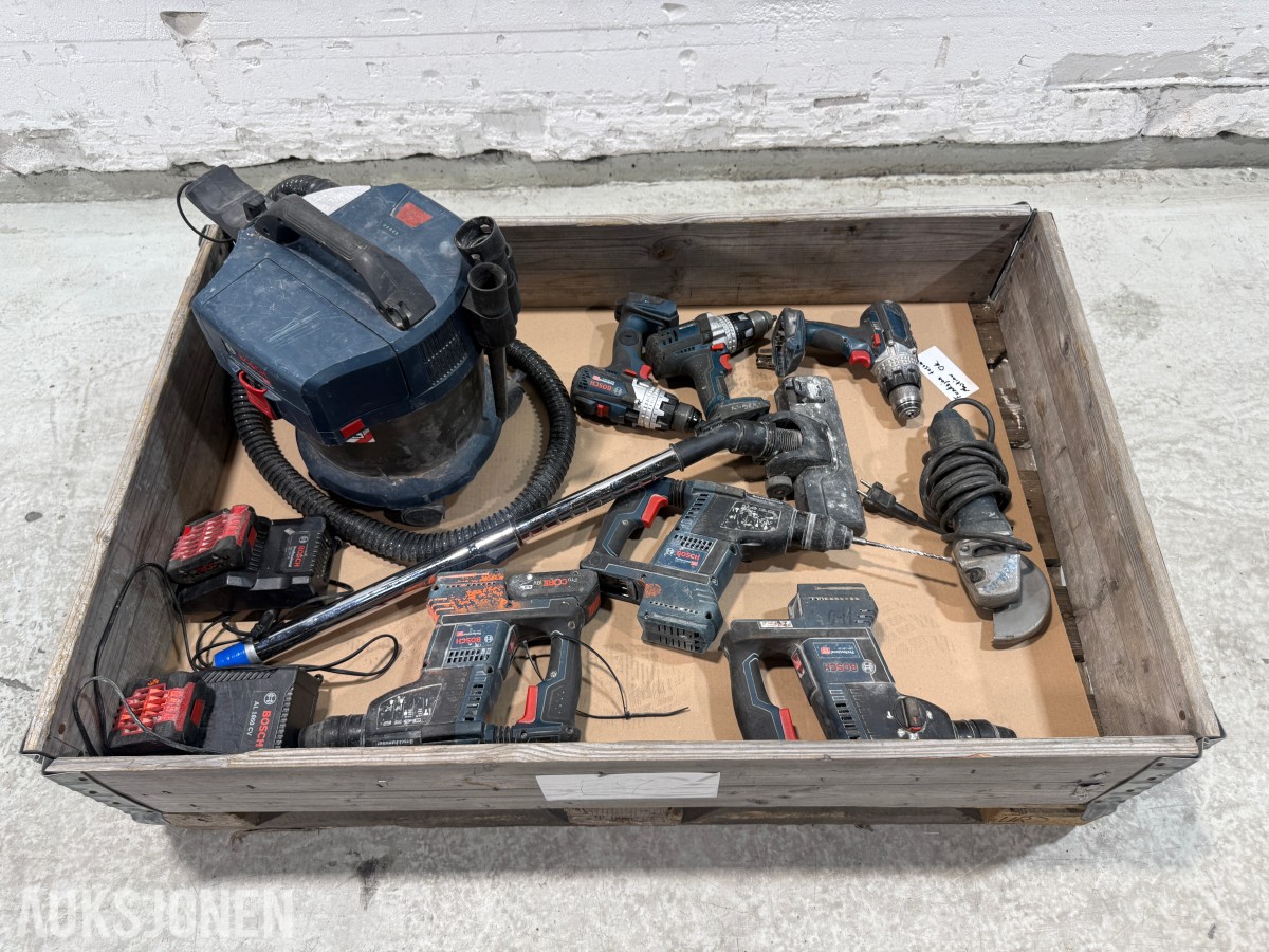 Bosch Professional 18V elektroverktøy, støvsuger, batterier og ladere