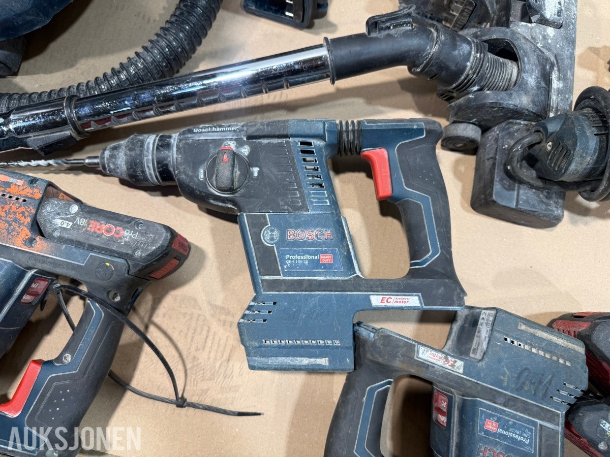 Bosch Professional 18V elektroverktøy, støvsuger, batterier og ladere