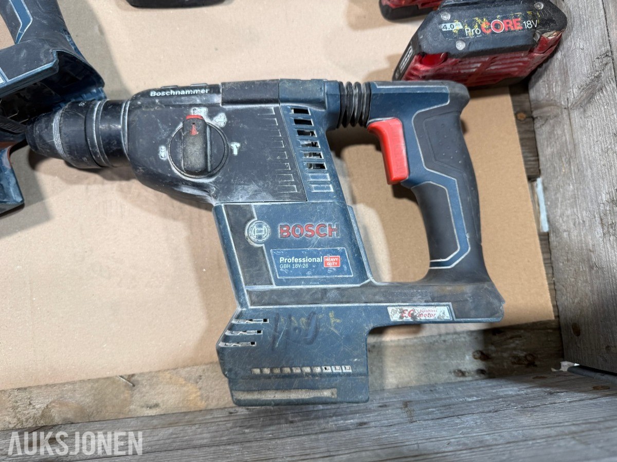 Bosch Professional 18V elektroverktøy, støvsuger, batterier og ladere