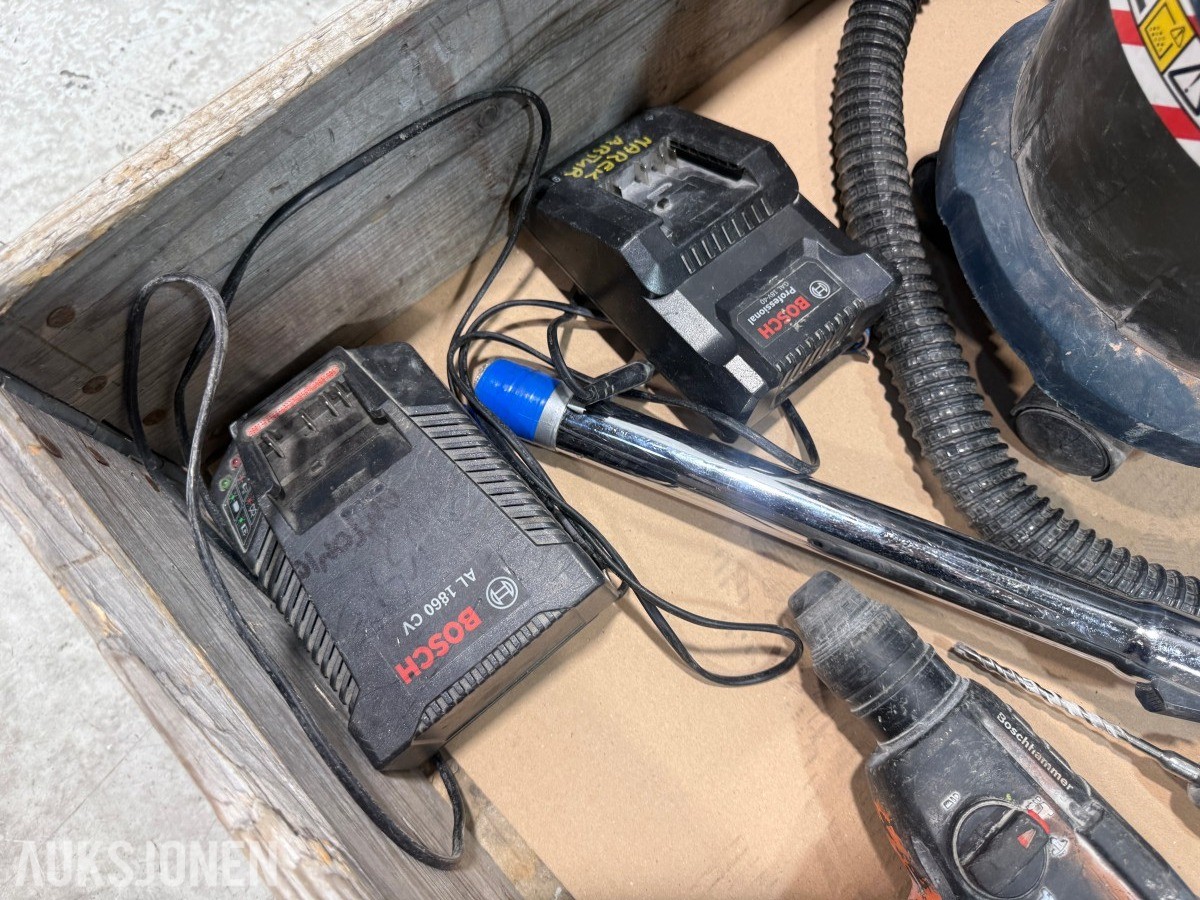 Bosch Professional 18V elektroverktøy, støvsuger, batterier og ladere