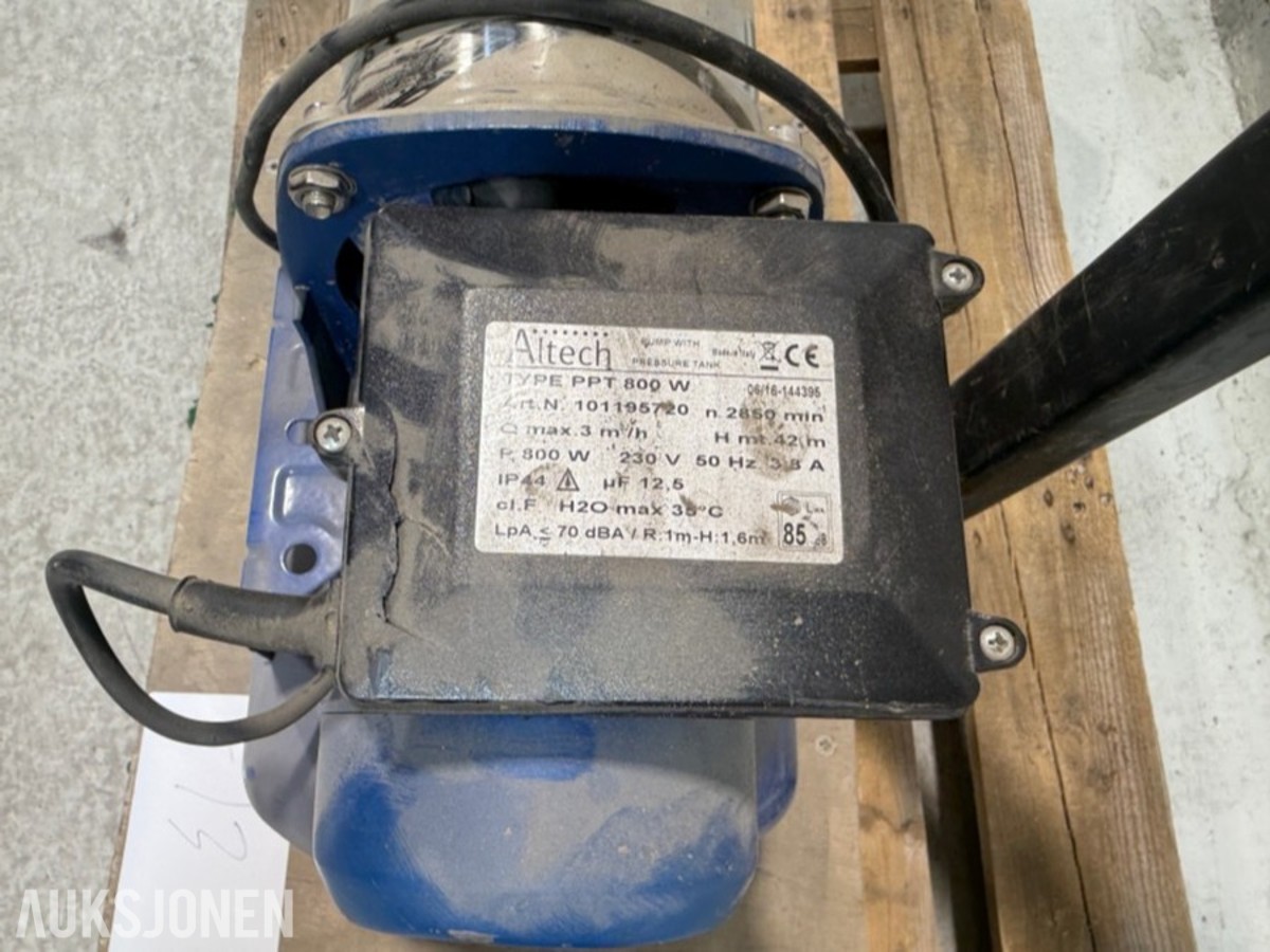 Altech PPT 800 W pumpautomat med trykktank