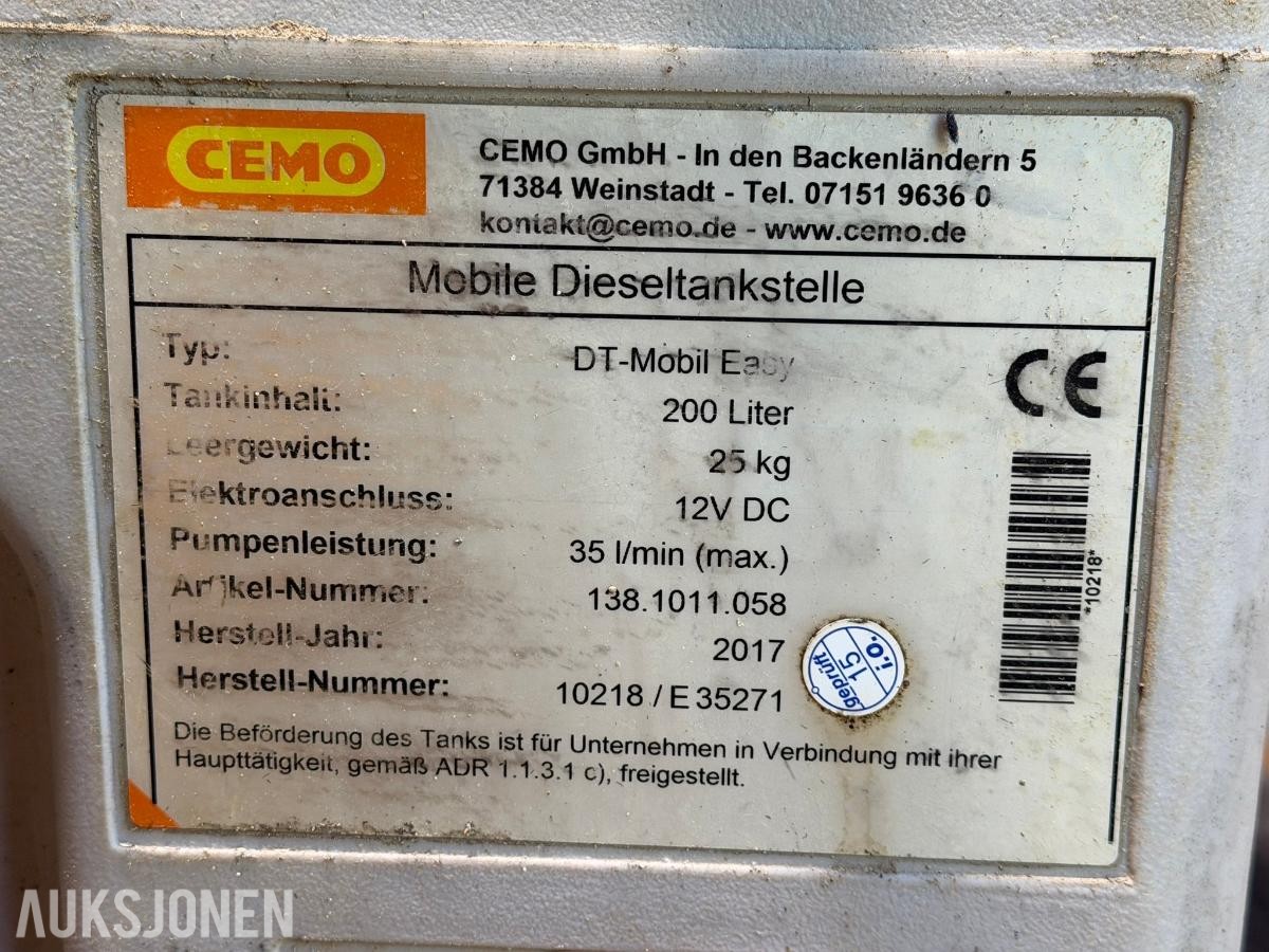 2017 CEMO DT-Mobil Easy 200 liter Dieseltank - Pumpe