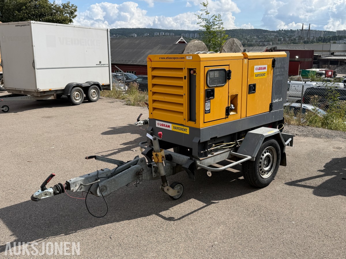 Atlas Copco QAS20 - tilhengermontert strømaggregat 20kVA - 16kW