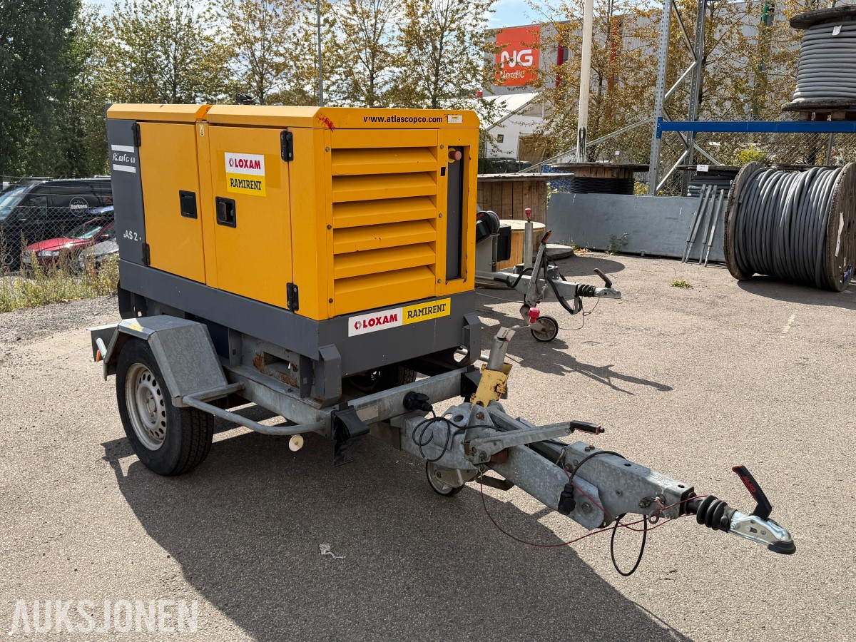 Atlas Copco QAS20 - tilhengermontert strømaggregat 20kVA - 16kW