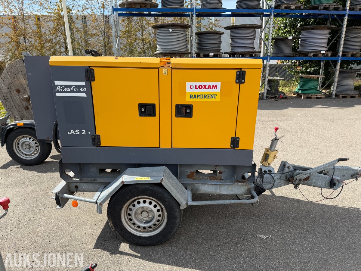 Atlas Copco QAS20 - tilhengermontert strømaggregat 20kVA - 16kW