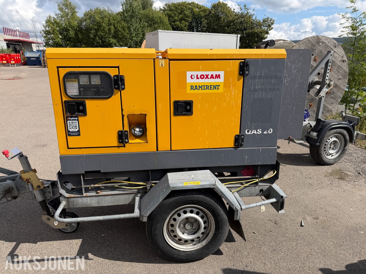 Atlas Copco QAS20 - tilhengermontert strømaggregat 20kVA - 16kW