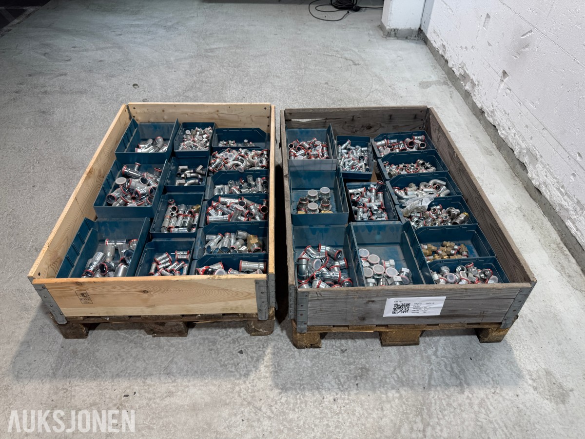 Stort parti pressfittings og rørdeler
