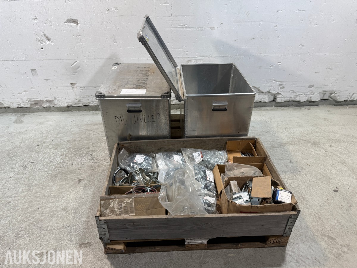 VVS- og festemateriell – Hilti, presskoblinger, rørklammer og aluminiumskassene 
