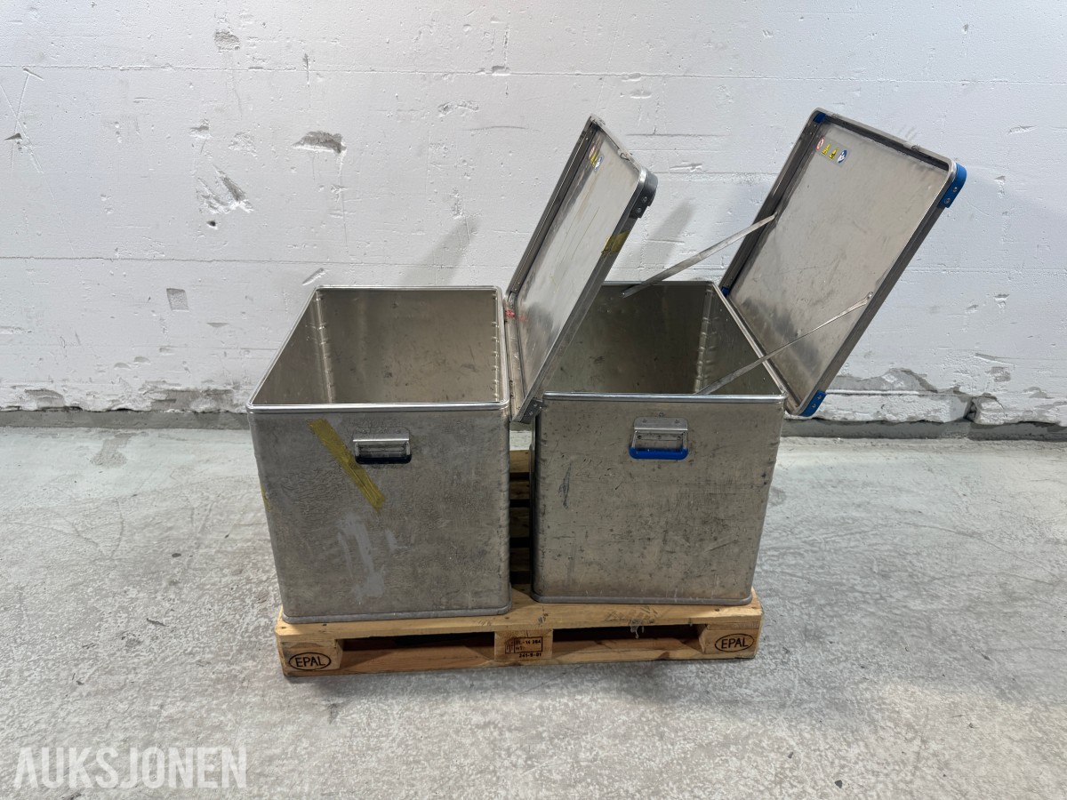 2 stk Zarges transportkasser i aluminium med lokk