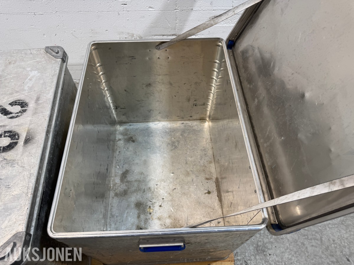 2 stk Zarges transportkasser i aluminium med lokk