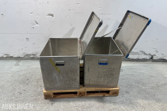 2 stk Zarges transportkasser i aluminium med lokk