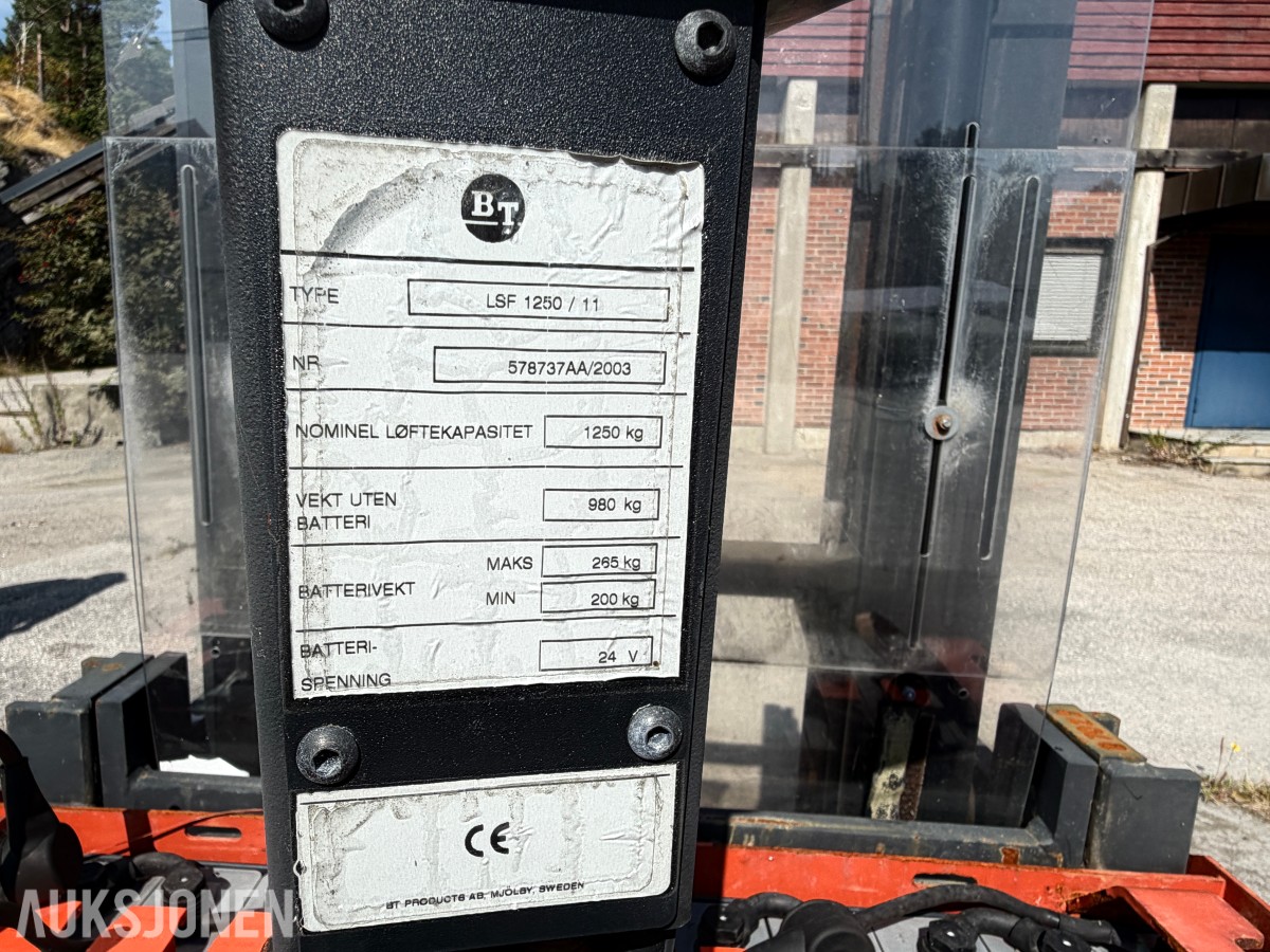 2003 BT LSF 1250/11 ELEKTRISK STABLER – 1 250 KG
