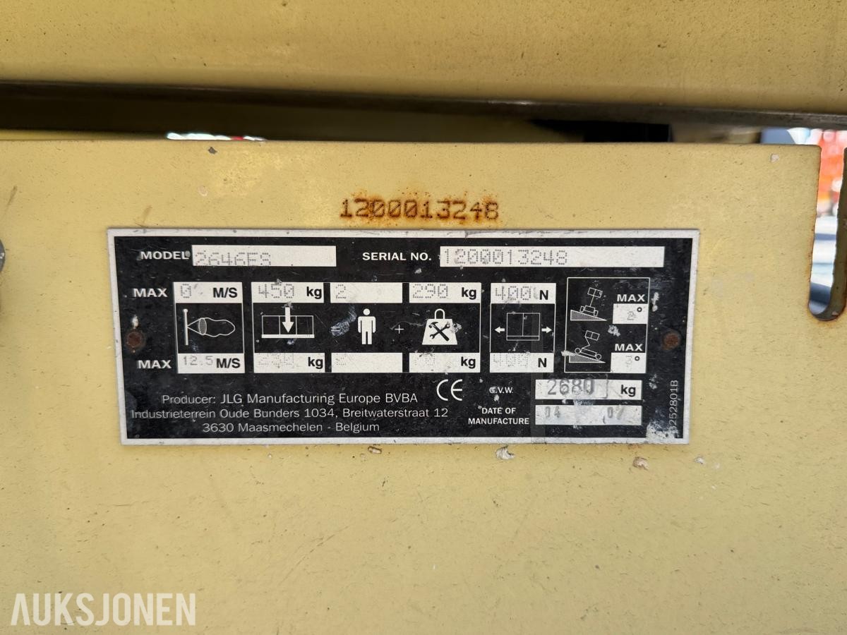 2007 JLG 2646ES sakselift - 10 meter arbeidshøyde