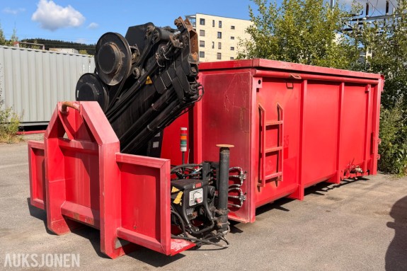 JOAB krokpåbygg med HIAB XS HIDUO kran, radiostyring og væsketett container