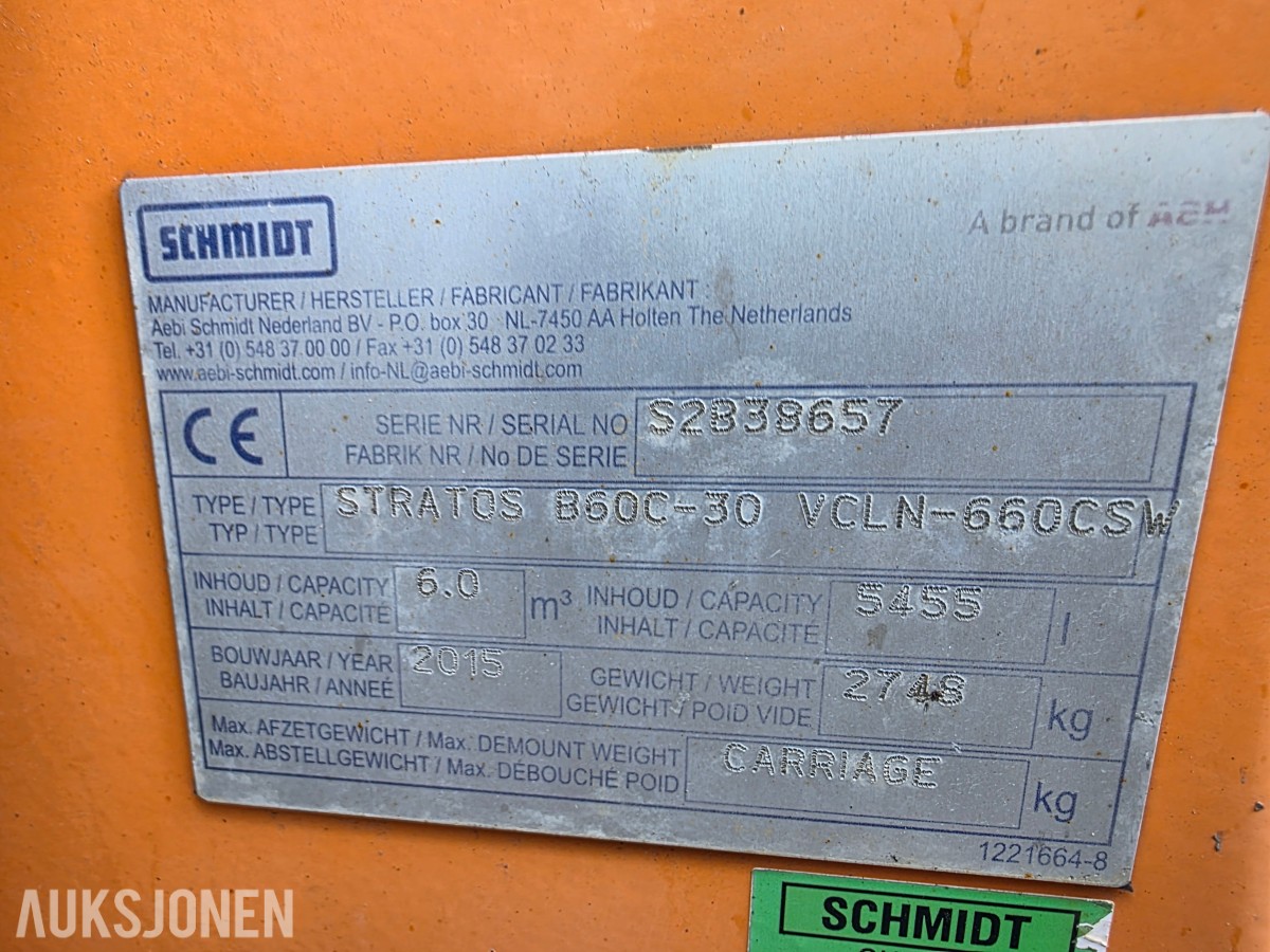 2015 Schmidt Stratos kombispreder B60C-30 VCLN-660CSW