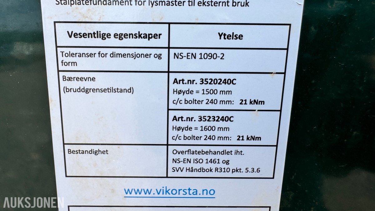 SKARPNES OG ØRSTA Fundamenter for lysmast / stolpe