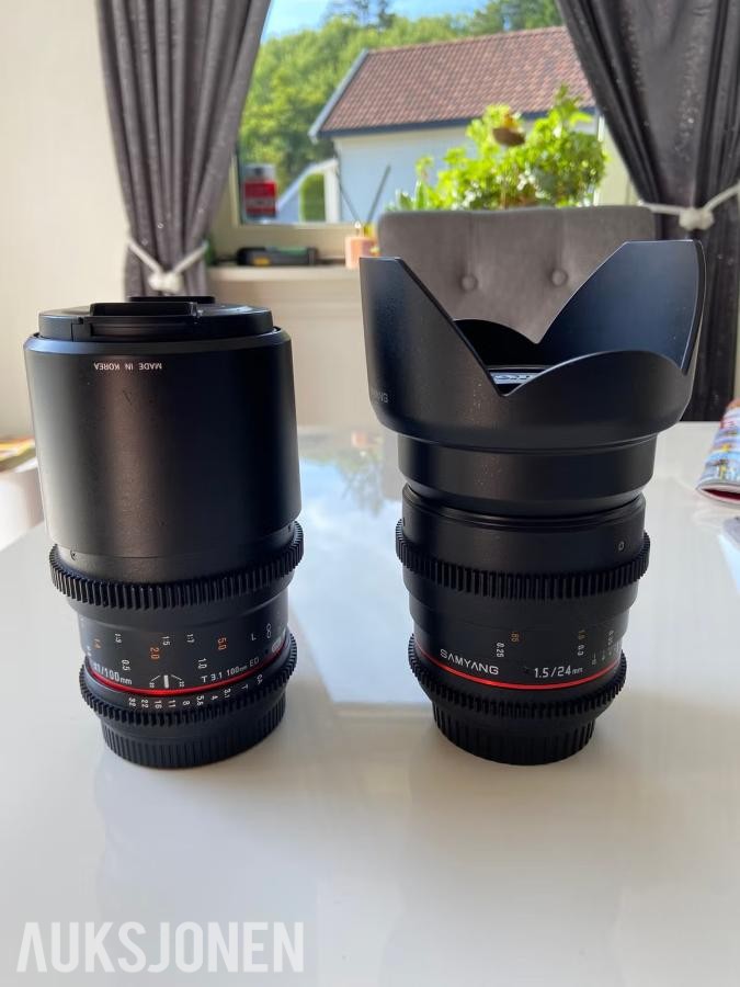Samyang Cine 24mm 1,5 og 100mm 3.1 macro EF