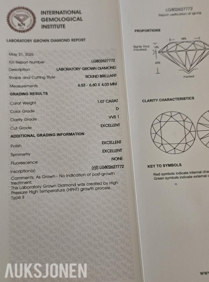 Matchet par: 2,14CT Lab-diamanter - D/VVS1 - Triple Excellent.