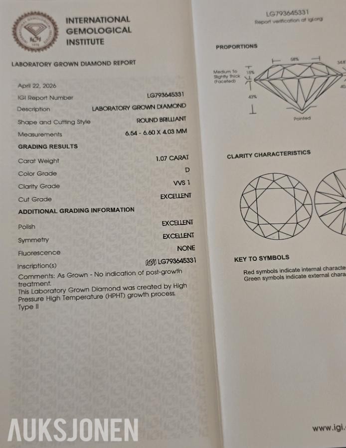 Matchet par: 2,14CT Lab-diamanter - D/VVS1 - Triple Excellent.