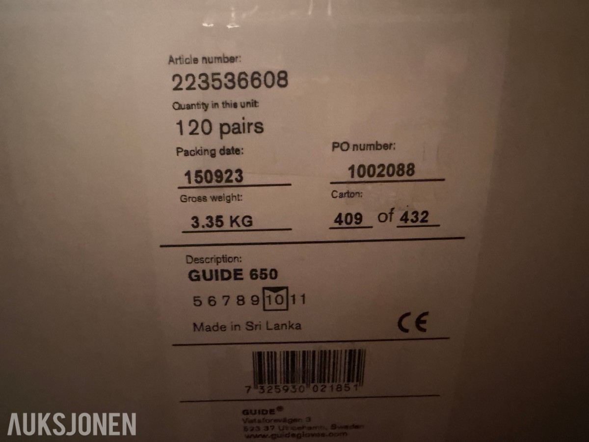 GUIDE 650 MONTERINGSHANSKER – 120 PAR – STØRRELSE 10 – NYE I ESKE