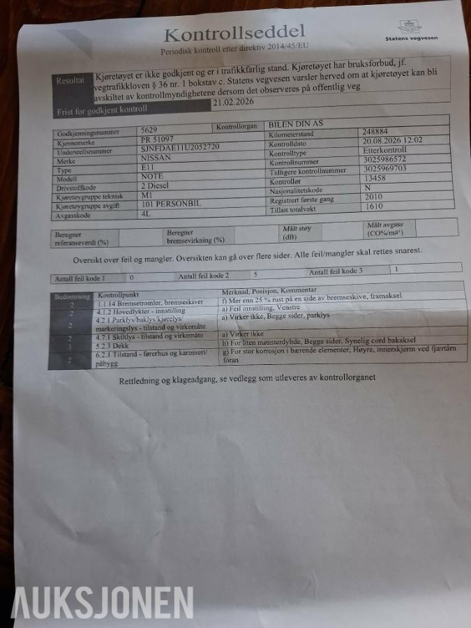 2010 Nissan Note 1.5D 86 hk Manuell 248 884 km