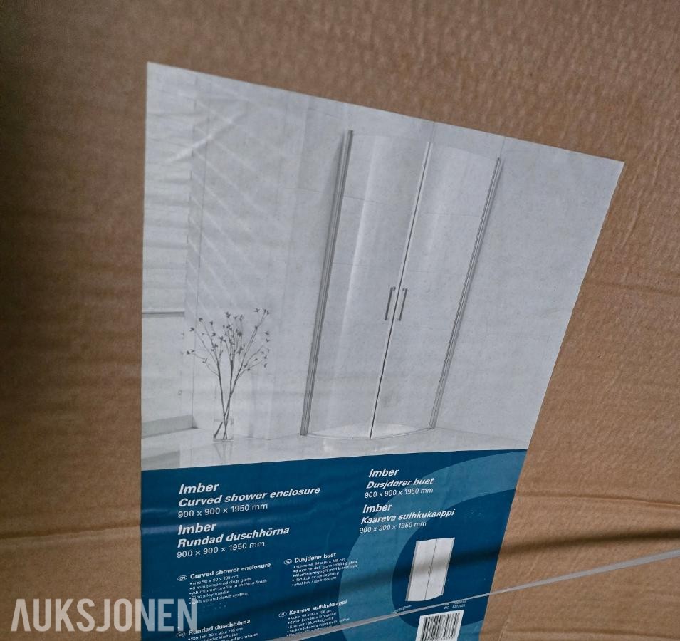 dusjkabinett (buede glassvegger) 90x90x195cm